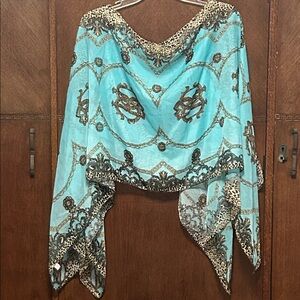 Elegant leopard Patterned sheer crop top wrap one size